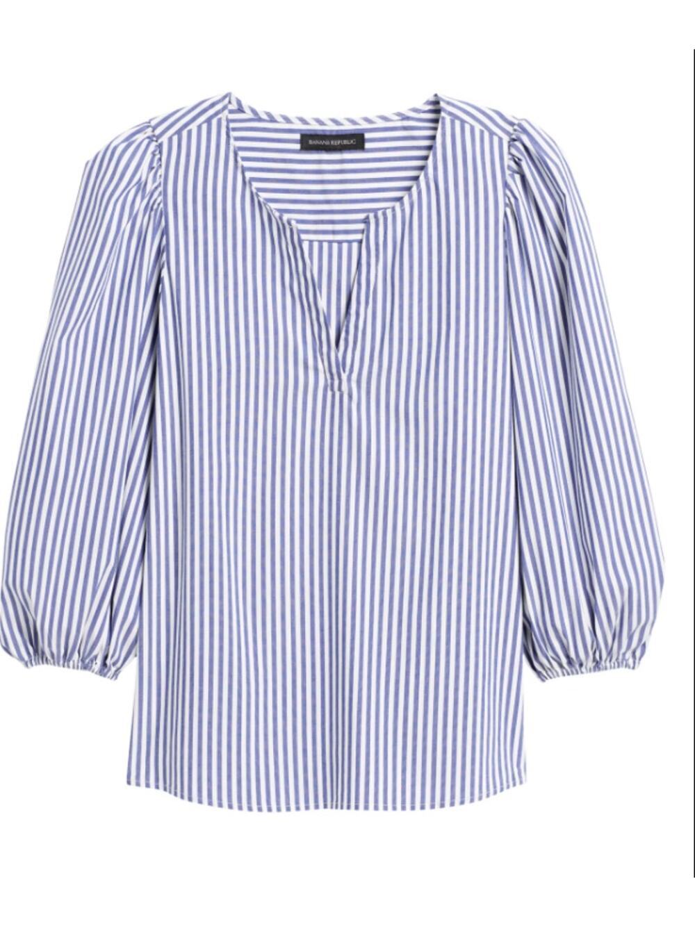 Banana Republic Striped Balloon Sleeve Blouse Nautical S